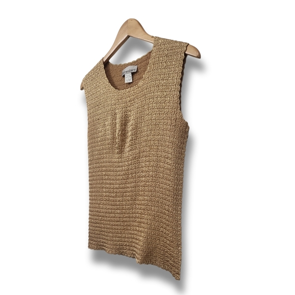 🌿Dressbarn Women's Large Gold Crinkle Sleeveless Top-Fab!!! 🌞 - Picture 4 of 10